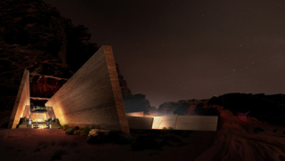 Illustration for article titled This Desert Resort Would Literally Be Carved Into the Side of a Mountain
